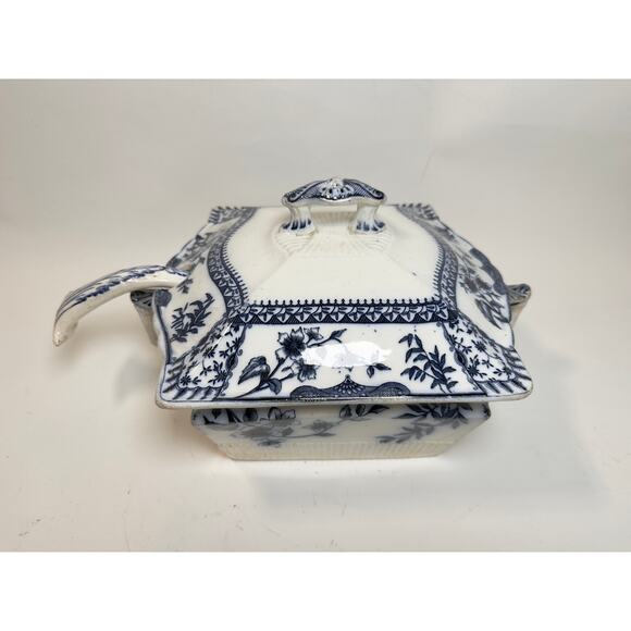 1880’s Transferware Ridgways Litchfield Porcelain Covered Soup Tureen w/Ladle - Picture 1 of 12